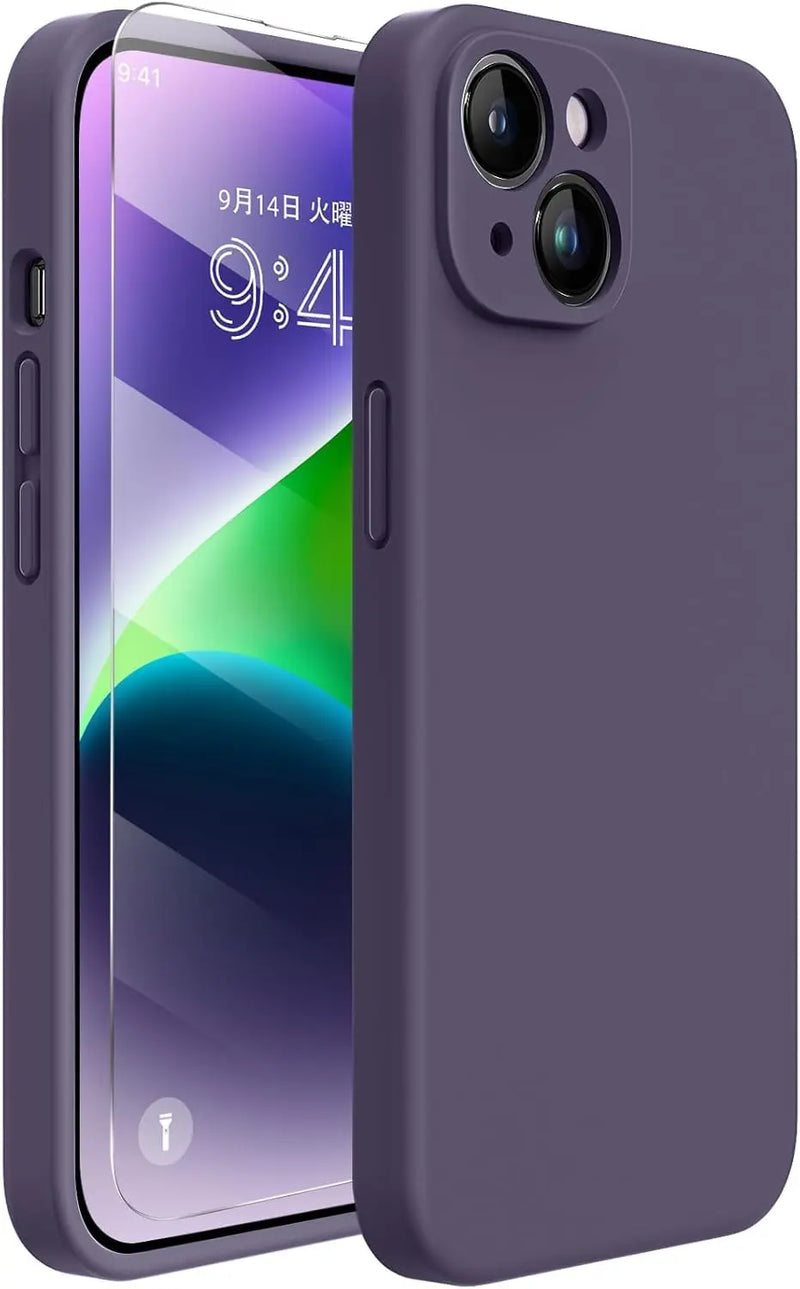 Liquid Silicone Cover Compatible with iPhone 14 Case (6.1 inch) 3 Layer Microfiber Logo Cut Lining Covers Phone Cases Full Body Protective Wireless Charging Shockproof Back Cover (official Blue) Gearstyle
