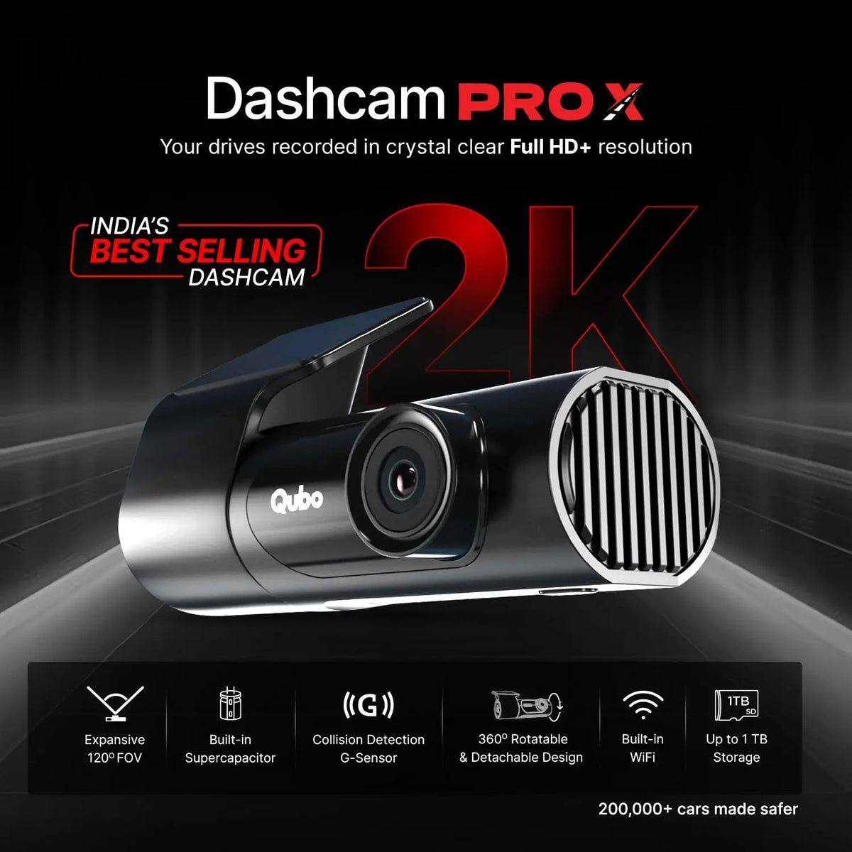 Best Dashcam for Car in India (2026) | HD Dashboard Cameras – GearStyle | Qubo Dashcam Pro X (2026 Edition) | Dashcam For Cars | 2K Video recordin Gearstyle