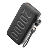 Ambrane 20000mAh Powerbank with in-Build Type C Cable, 22.5W Fast Charging, USB & Type C Output, Power Delivery, Quick Charge for iPhone, Android Mobile & Tablets, Earbuds, (Stylo N20, Black) Gearstyle