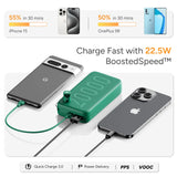 Ambrane 20000mAh Powerbank with in-Build Type C Cable, 22.5W Fast Charging, USB & Type C Output, Power Delivery, Quick Charge for iPhone, Android Mobile & Tablets, Earbuds, (Stylo N20, Black) Gearstyle