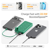 Ambrane 10000mAh Slim & Compact Powerbank with in-Build Type C Cable, 22.5W Fast Charging, USB & Type C Output, Power Delivery, Quick Charge for iPhone, Android & Tablets, Earbuds, (Stylo N10,Purple) Gearstyle